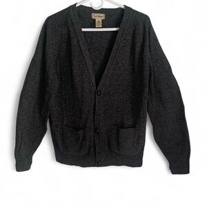 L.L.Bean gray vintage  lambswool cardigan sweater size M men